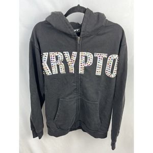 NEW Krypto World Jewel Zip Up Hoodie In Black Size M Unisex Streetwear